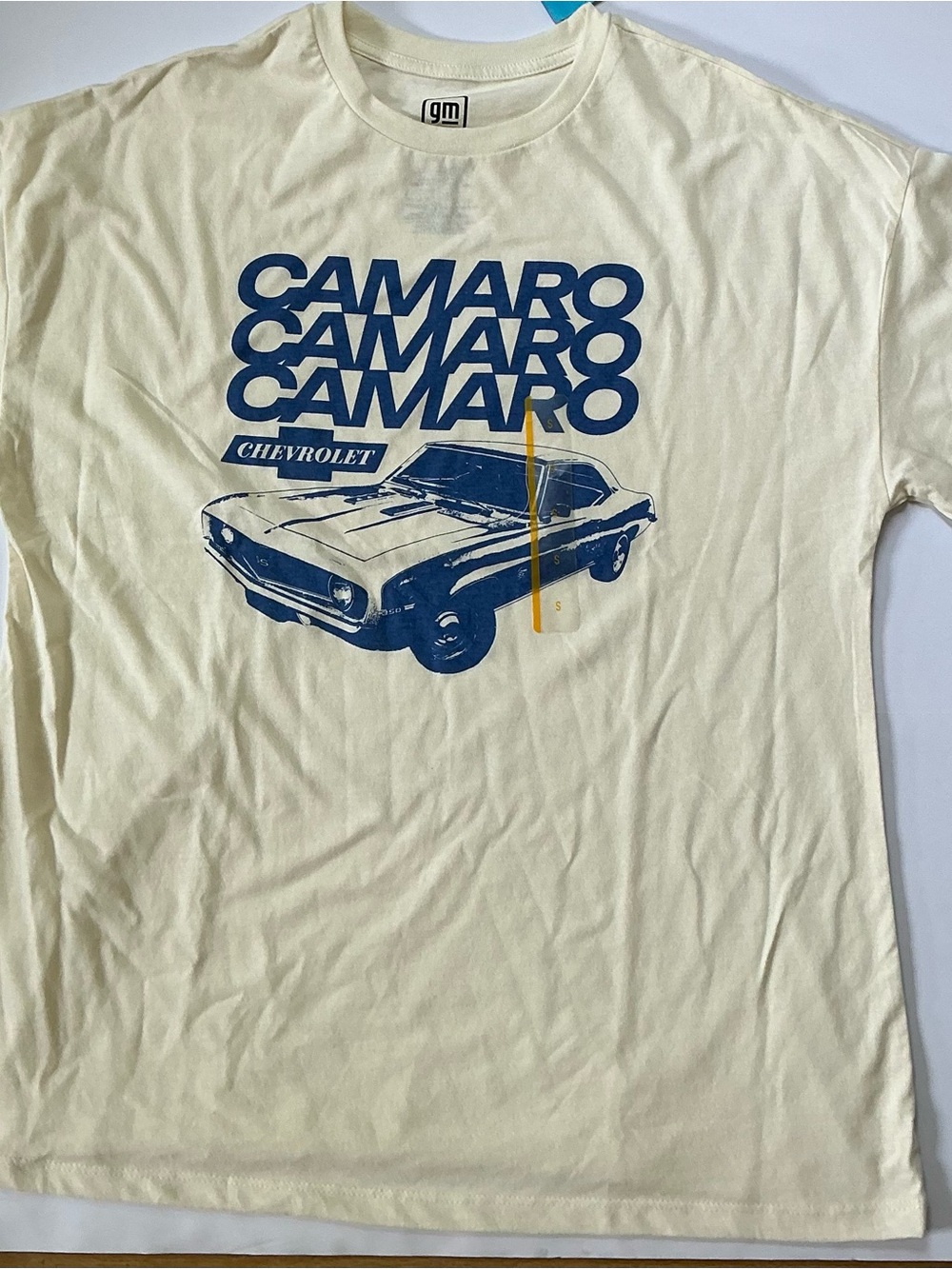 Camaro Graphic Tee by GM in Cream with Navy Print